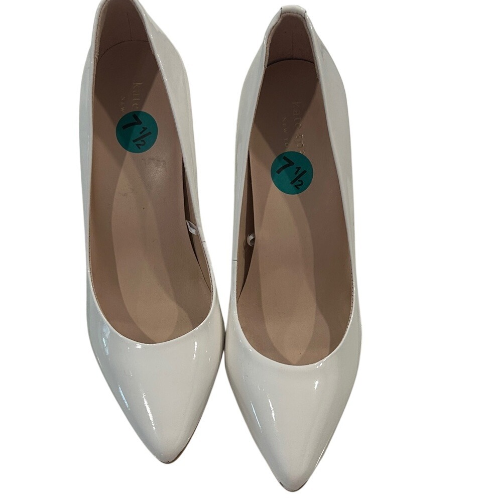 Kate Spade New York Patent Leather Stiletto Pumps Heels Cream White Size 7.5M